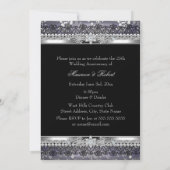 Invitation Nœud Perle Argent Violet 25e Anniversaire (Dos)