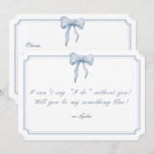 Invitation Nœud Quelque Chose de Bleu (Devant / Derrière)