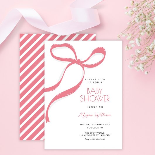Invitation Nœud rose