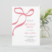 Invitation Nœud rose anniversaire (Debout devant)