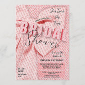 Invitation Nœud rose blush rétro pour la mariée Script (Devant)