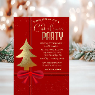 Invitation Nœud rouge élégant, entreprise de Noël d'arbre de