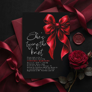 Invitation Noeud Rouge Noir Elle Attache le Noeud Enterrement