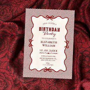 Invitation Nœud rouge vintage
