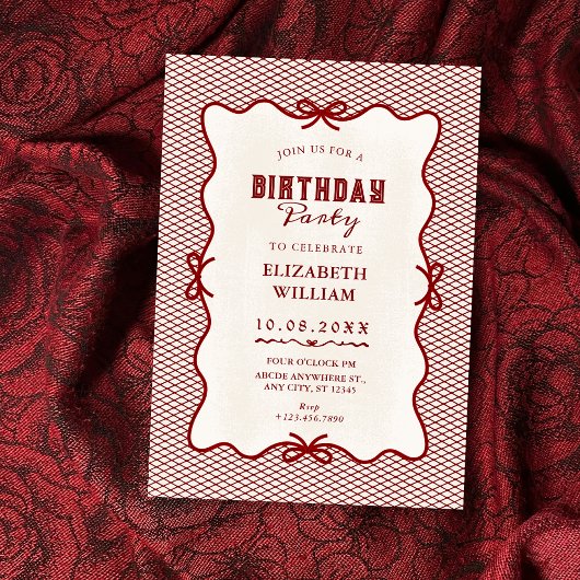 Invitation Nœud rouge vintage