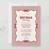 Invitation Nœud rouge vintage (Devant)