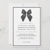 Invitation Nœud Ruban Mariage Classique Noir & Blanc (Devant)
