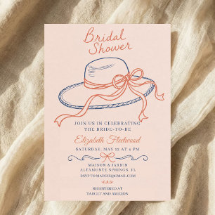 Invitation Nœud ruban marine Élégant Shower de Mariée Rose