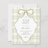 Invitation Nœud vert pastel doux (Devant)