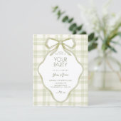 Invitation Nœud vert pastel doux (Debout devant)