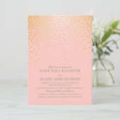 Invitation Noeud Vintage Confetti Rose et Or (Debout devant)