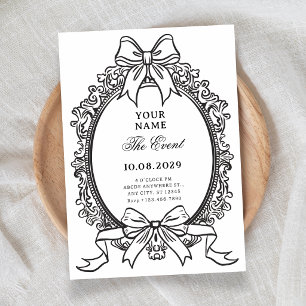 Invitation Nœud vintage noir et blanc