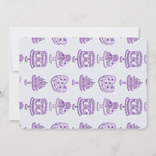 Invitation Nœud Violet Rétro Cœur Coquette Gâteau Mariage Pet (Dos)