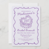 Invitation Nœud Violet Rétro Cœur Coquette Gâteau Mariage Pet (Devant)