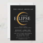 Invitation Noir 2024 Total Éclipse Solaire Visualisation Part (Devant)