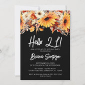 Invitation Noir 21e anniversaire automne floral (Devant)