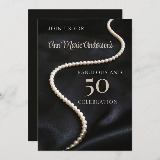 Invitation Noir 50 ans et Fabuleux (Devant / Derrière)