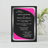 Invitation Noir alternatif avec Mariage rose chaud (Debout devant)