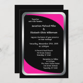 Invitation Noir alternatif avec Mariage rose chaud (Devant / Derrière)