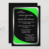 Invitation Noir alternatif avec Mariage vert néon (Devant / Derrière)