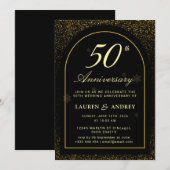 Invitation Noir Anniversaire de mariage doré (Devant / Derrière)