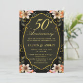 Invitation Noir Anniversaire de mariage doré (Debout devant)