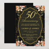 Invitation Noir Anniversaire de mariage doré (Devant / Derrière)