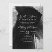 Invitation Noir argent chic bracelets typographie Sweet 16 (Devant)