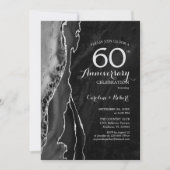 Invitation Noir Argent Élégant 60e Anniversaire (Devant)