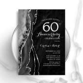Invitation Noir Argent Élégant 60e Anniversaire