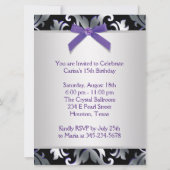 Invitation Noir Argent Violet Damas Violet Quinceanera (Dos)