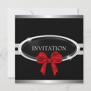 Invitation Noir argenté élégant et le blanc tient le premier