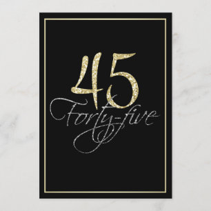 Invitation Noir argenté formel et quarante-cinquième fête