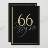 Invitation Noir argenté formel et soixante-sixième fête (Devant / Derrière)