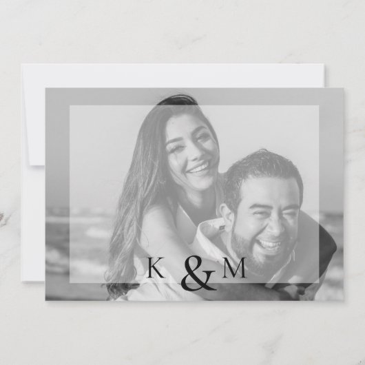 Invitation Noir Aucun Parent B/W Mariage photo (Dos)