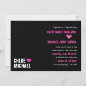 Invitation - Noir aux coeurs roses (Devant)