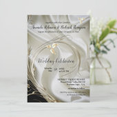 Invitation Noir avec argent et or sur Mariage de soie Champag (Debout devant)