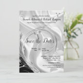 Invitation Noir avec argent sur soie de champagne Sauvez les  (Debout devant)