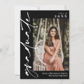 Invitation Noir avec Calligraphie blanche Diplôme photo (Devant)