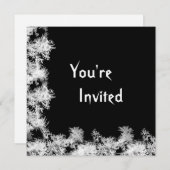 Invitation Noir avec l'invitation de bords givrés de blanc (Devant / Derrière)