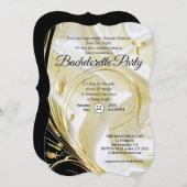 Invitation Noir avec or sur Champagne Silk Bachelorette (Devant / Derrière)