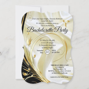 Invitation Noir avec or sur Champagne Silk Bachelorette
