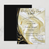 Invitation Noir avec or sur Champagne Soie Couple Douche (Devant / Derrière)