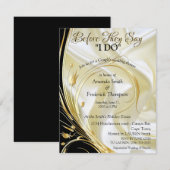 Invitation Noir avec or sur Champagne Soie Couple Douche (Devant / Derrière)