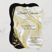 Invitation Noir avec or sur soie Champagne (Devant / Derrière)