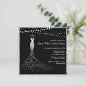 Invitation Noir avec Parties scintillant argentée Sweet 16 (Debout devant)