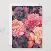 Invitation Noir avec rose douce Floral Printemps mariage (Dos)