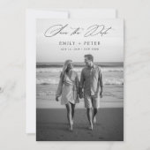 Invitation Noir & Blanc 2 Photo QR Code Enregistrer La Date (Devant)
