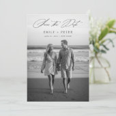 Invitation Noir & Blanc 2 Photo QR Code Enregistrer La Date (Debout devant)