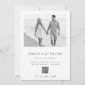 Invitation Noir & Blanc 2 Photo QR Code Enregistrer La Date (Dos)